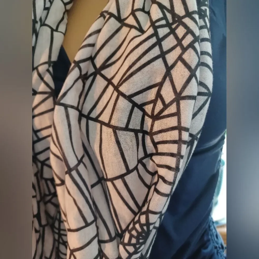 Spider Web Black & White Infinity Scarf